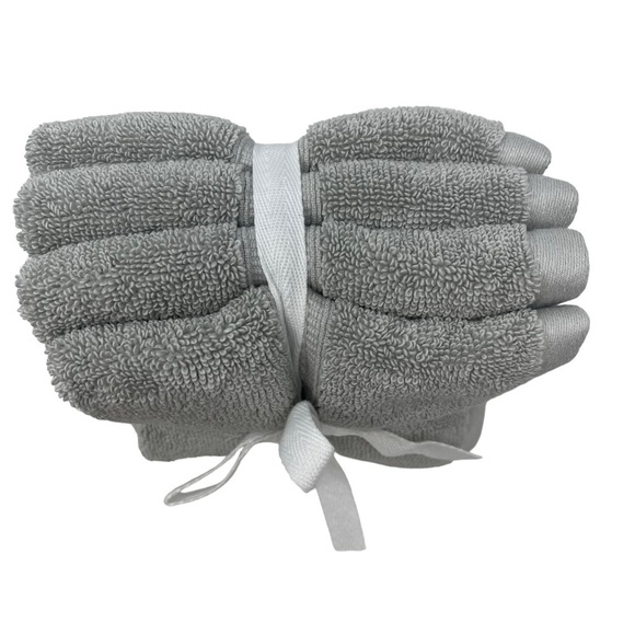 Brooks Brothers Set of 4 Premium Turkish Washcloths Light Gray NWT - Picture 3 of 4